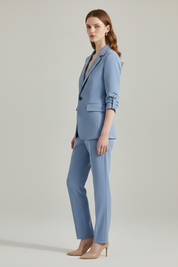Women’s Tailored Blazer Set with Notched Lapel and Straight-Leg Trousers 3