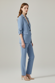 Women’s Tailored Blazer Set with Notched Lapel and Straight-Leg Trousers 5