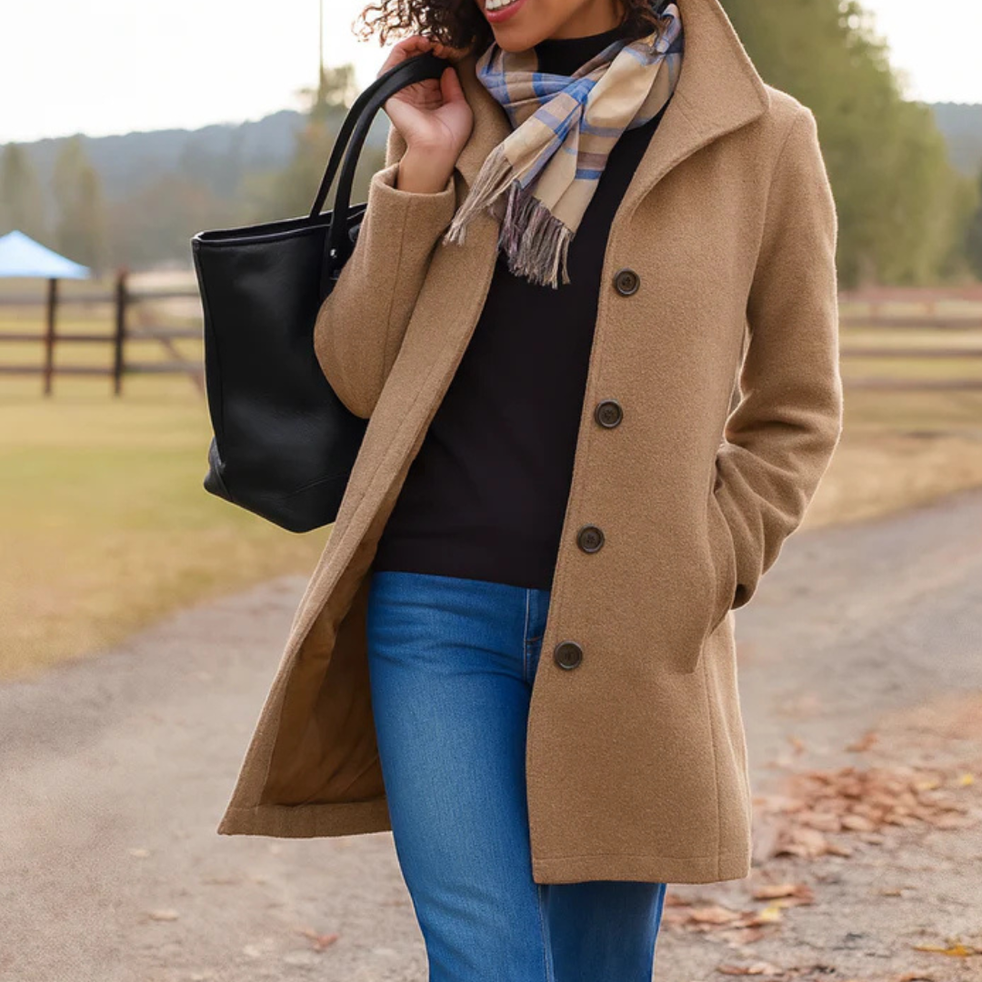 Women's Tailored Button Front Overcoat for Sophisticated Winter Style 0