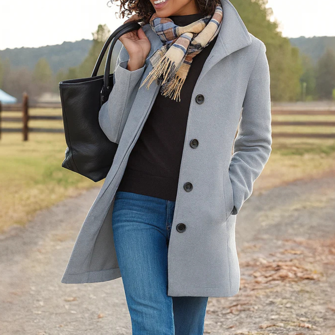 Women's Tailored Button Front Overcoat for Sophisticated Winter Style 1