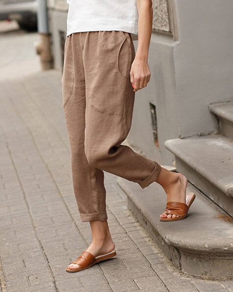 Women's Trousers, Relaxed-Fit Tapered Harem Style with Elastic Waistband for Summer Casual Wear 2