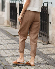 Women's Trousers, Relaxed-Fit Tapered Harem Style with Elastic Waistband for Summer Casual Wear 3
