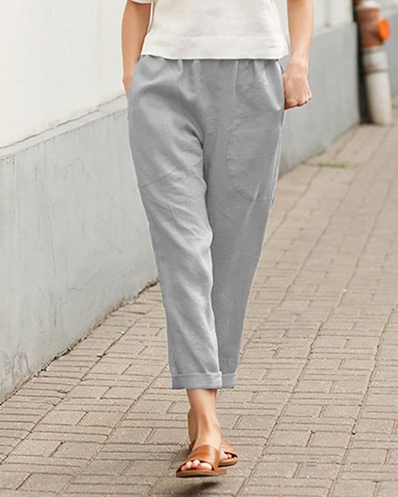 Women's Trousers, Relaxed-Fit Tapered Harem Style with Elastic Waistband for Summer Casual Wear 4