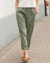 Women's Trousers, Relaxed-Fit Tapered Harem Style with Elastic Waistband for Summer Casual Wear 5