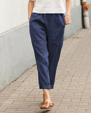 Women's Trousers, Relaxed-Fit Tapered Harem Style with Elastic Waistband for Summer Casual Wear 7