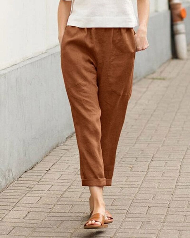 Women's Trousers, Relaxed-Fit Tapered Harem Style with Elastic Waistband for Summer Casual Wear 8