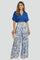 Women’s Two-Piece Set V-Neck Top with Patterned Wide-Leg Trousers 4