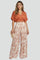 Women’s Two-Piece Set V-Neck Top with Patterned Wide-Leg Trousers 6
