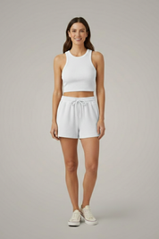 Women’s Two-Piece Summer Set Racerback Crop Top and Drawstring Shorts 13