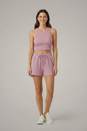 Women’s Two-Piece Summer Set Racerback Crop Top and Drawstring Shorts 9