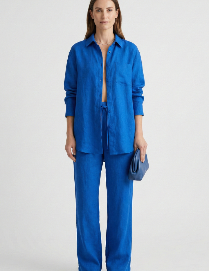 Women's Two Piece Set - Button Shirt & Straight Trousers - Chic Matching Sets Women for Casual & Professional Wear 2