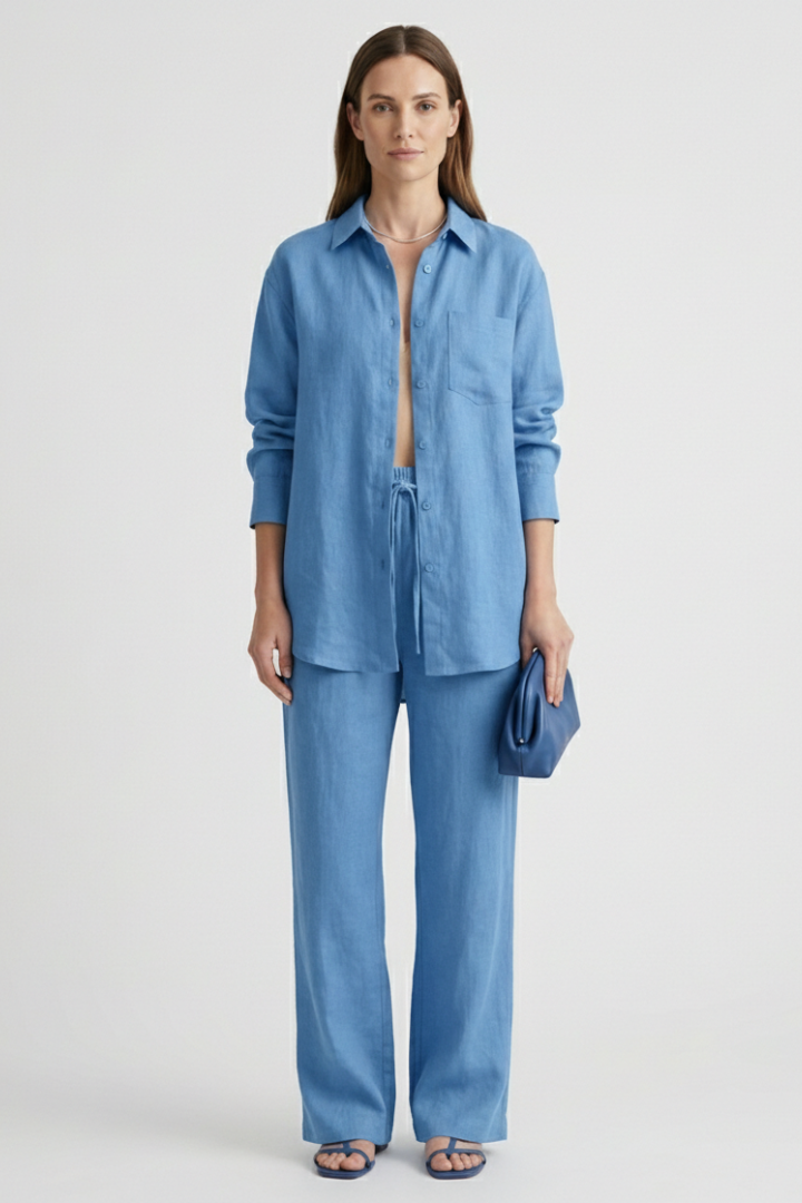 Women's Two Piece Set - Button Shirt & Straight Trousers - Chic Matching Sets Women for Casual & Professional Wear 6