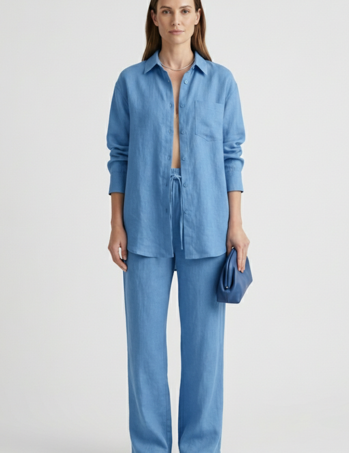 Women's Two Piece Set - Button Shirt & Straight Trousers - Chic Matching Sets Women for Casual & Professional Wear 6