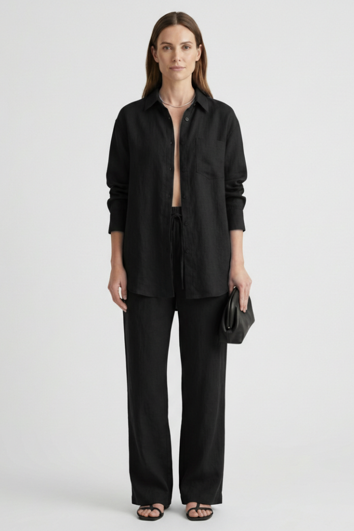 Women's Two Piece Set - Button Shirt & Straight Trousers - Chic Matching Sets Women for Casual & Professional Wear 7