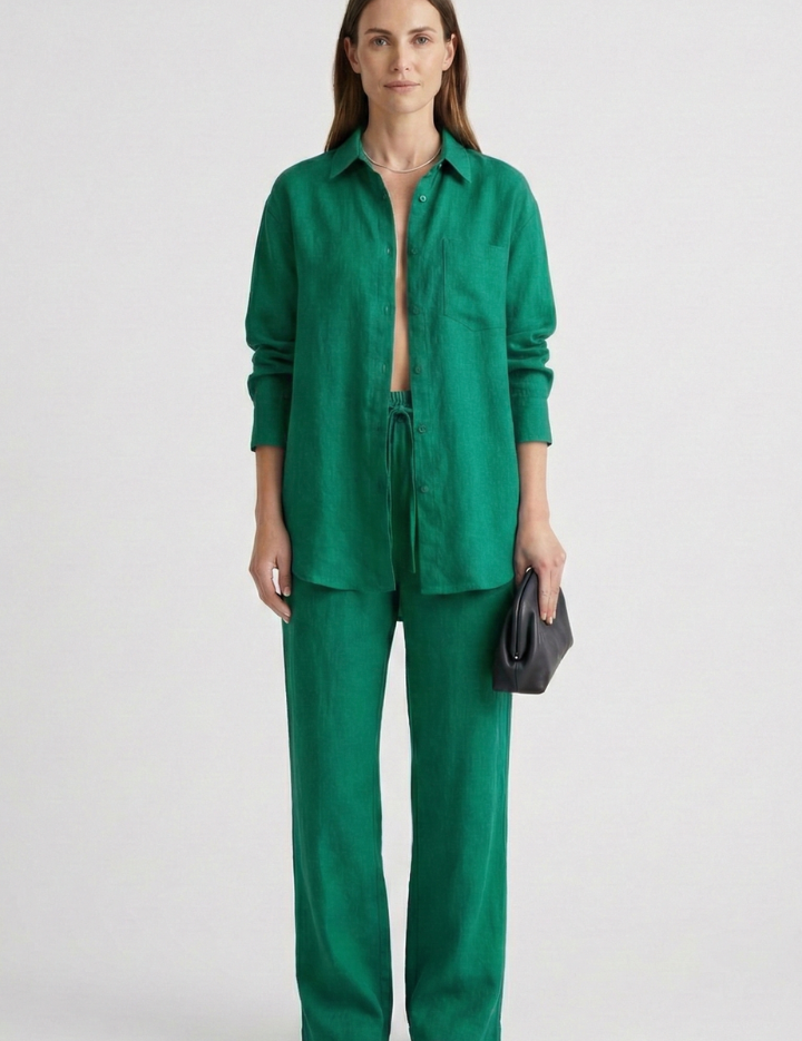 Women's Two Piece Set - Button Shirt & Straight Trousers - Chic Matching Sets Women for Casual & Professional Wear 8