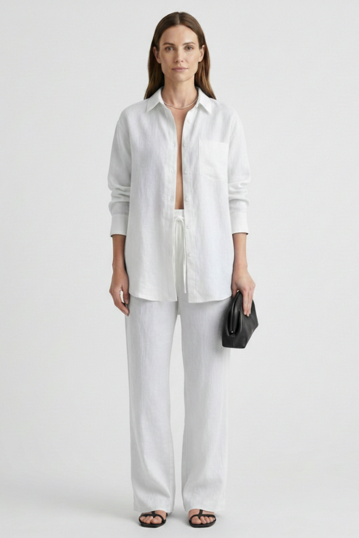 Women's Two Piece Set - Button Shirt & Straight Trousers - Chic Matching Sets Women for Casual & Professional Wear 9