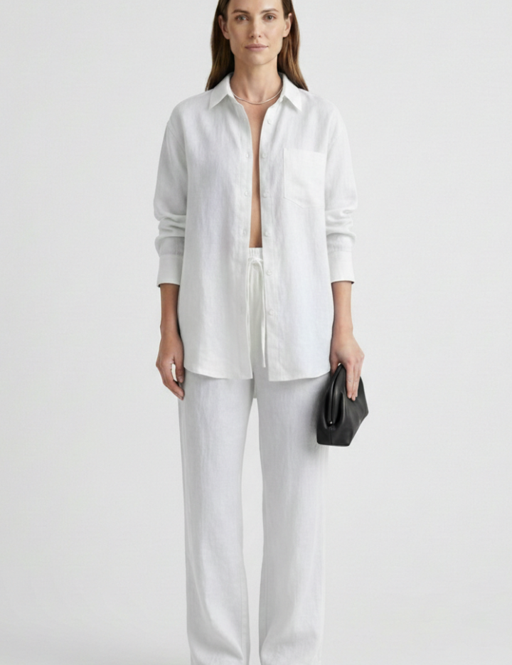 Women's Two Piece Set - Button Shirt & Straight Trousers - Chic Matching Sets Women for Casual & Professional Wear 9