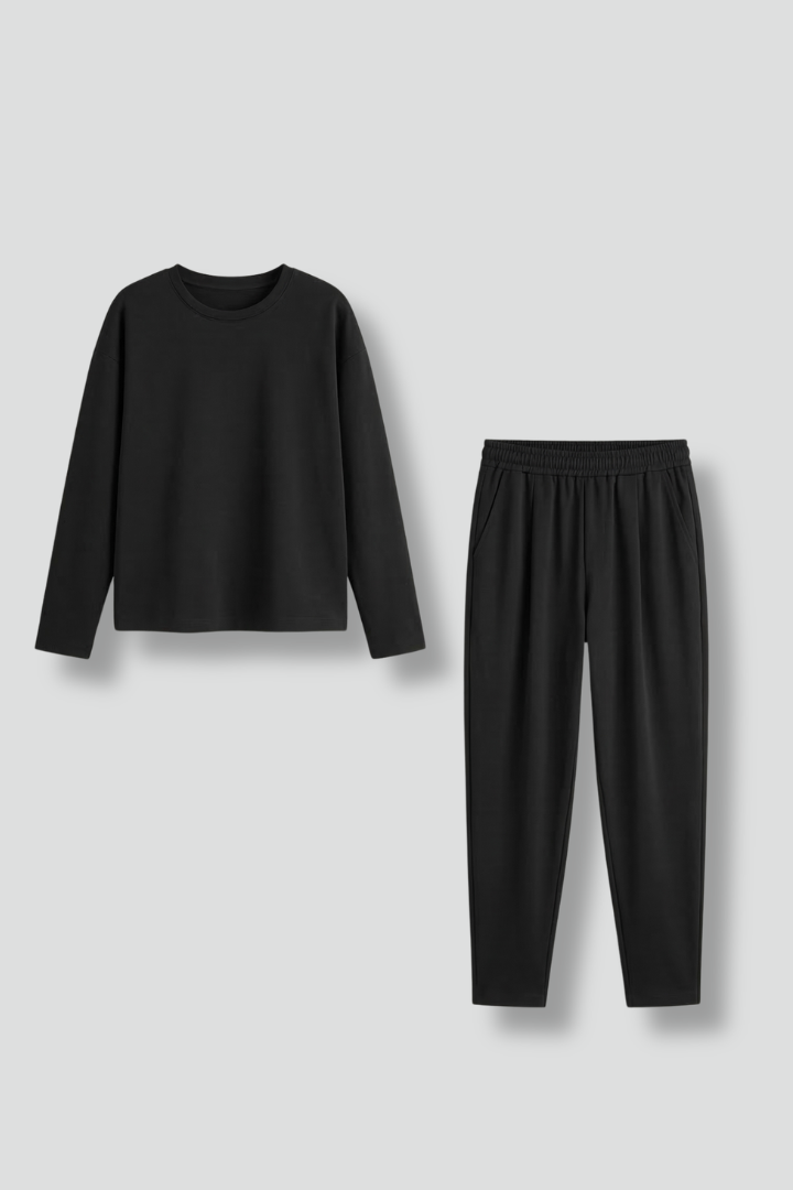 Women's Two Piece Set - Casual Co Ord Sets with Crew Neck Top & Tapered Trousers for Effortless Style 1
