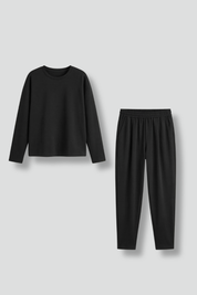 Women's Two Piece Set - Casual Co Ord Sets with Crew Neck Top & Tapered Trousers for Effortless Style 1