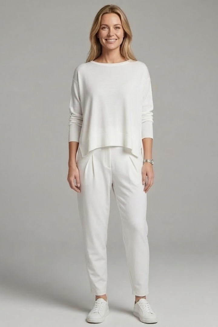 Women's Two Piece Set - Casual Co Ord Sets with Crew Neck Top & Tapered Trousers for Effortless Style 10