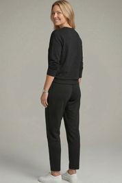 Women's Two Piece Set - Casual Co Ord Sets with Crew Neck Top & Tapered Trousers for Effortless Style 4