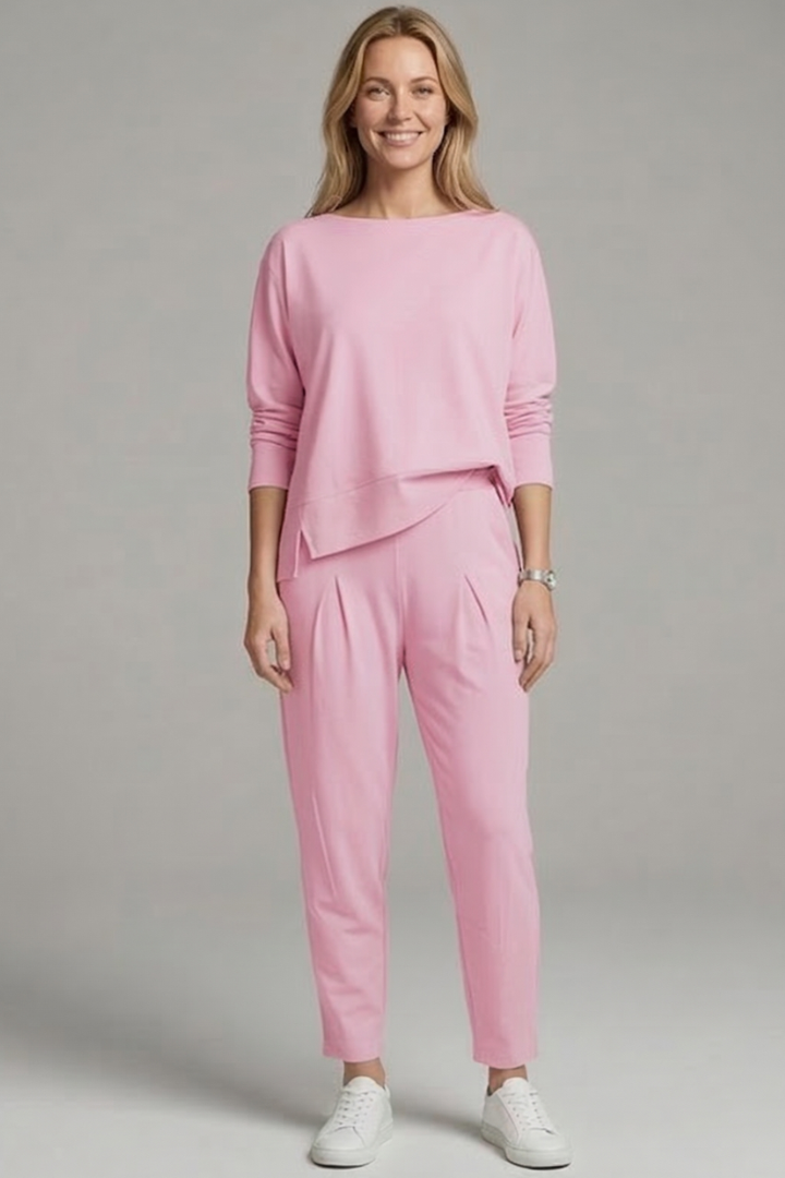 Women's Two Piece Set - Casual Co Ord Sets with Crew Neck Top & Tapered Trousers for Effortless Style 5