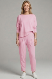 Women's Two Piece Set - Casual Co Ord Sets with Crew Neck Top & Tapered Trousers for Effortless Style 5