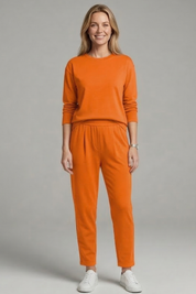 Women's Two Piece Set - Casual Co Ord Sets with Crew Neck Top & Tapered Trousers for Effortless Style 7