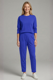 Women's Two Piece Set - Casual Co Ord Sets with Crew Neck Top & Tapered Trousers for Effortless Style 8