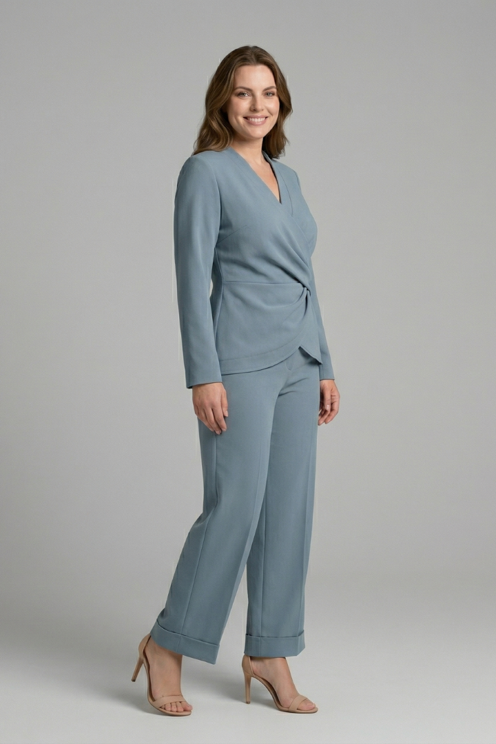 Women's Two Piece Set - Chic V-Neck Wrap Top & Cropped Trousers | Stylish Co Ord Sets for Effortless Summer Style 3
