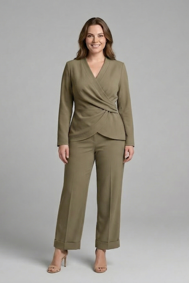 Women's Two Piece Set - Chic V-Neck Wrap Top & Cropped Trousers | Stylish Co Ord Sets for Effortless Summer Style 6