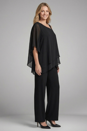 Women’s Two Piece Set Asymmetrical Top with Wide Leg Trousers Casual Outfit 2