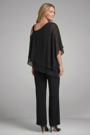 Women’s Two Piece Set Asymmetrical Top with Wide Leg Trousers Casual Outfit 4