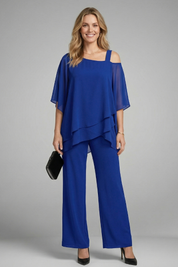 Women’s Two Piece Set Asymmetrical Top with Wide Leg Trousers Casual Outfit 6