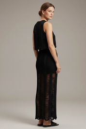 Women’s Two Piece Set Crop Top and Side Slit Maxi Skirt Summer Outfit 3