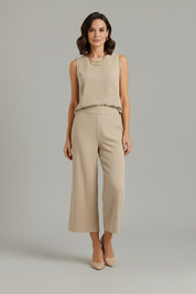 Women's Two Piece Set – Sleeveless Top & Cropped Wide Leg Trousers Co Ord Sets for Summer Casual Wear 0