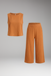 Women's Two Piece Set – Sleeveless Top & Cropped Wide Leg Trousers Co Ord Sets for Summer Casual Wear 1