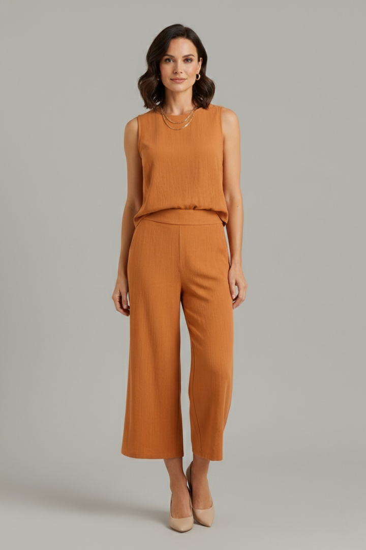 Women's Two Piece Set – Sleeveless Top & Cropped Wide Leg Trousers Co Ord Sets for Summer Casual Wear 2