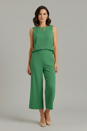 Women's Two Piece Set – Sleeveless Top & Cropped Wide Leg Trousers Co Ord Sets for Summer Casual Wear 7