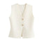Women's Vest with Button Front, V-Neck, and Asymmetric Hem for Casual and Professional Style 0