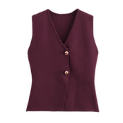 Women's Vest with Button Front, V-Neck, and Asymmetric Hem for Casual and Professional Style 4