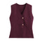 Women's Vest with Button Front, V-Neck, and Asymmetric Hem for Casual and Professional Style 4