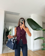 Women's Vest with Button Front, V-Neck, and Asymmetric Hem for Casual and Professional Style 6