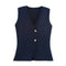 Women's Vest with Button Front, V-Neck, and Asymmetric Hem for Casual and Professional Style 8