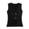 Women's Vest with Button Front, V-Neck, and Asymmetric Hem for Casual and Professional Style 9
