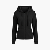 Women's Waffle Textured Zip-Up Hoodie with Drawstring Hood 1