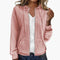 Women's Waffle Textured Zip-Up Hoodie with Drawstring Hood 4