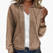 Women's Waffle Textured Zip-Up Hoodie with Drawstring Hood 5