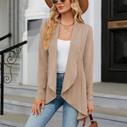 Women's White Blazer with Draped Lapel - Tailored Open Front Design for Elegant Layering 2