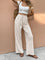 Women's Wide Leg Pants with Drawstring Waist - Striped Summer Casual Style 0